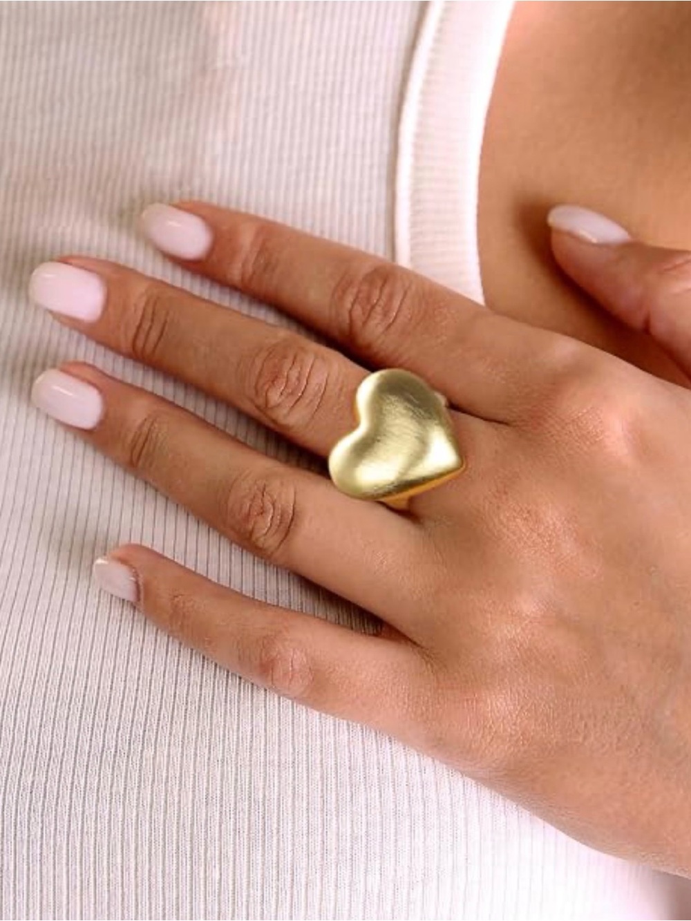 Chunky Heart Statement Ring - Size 8